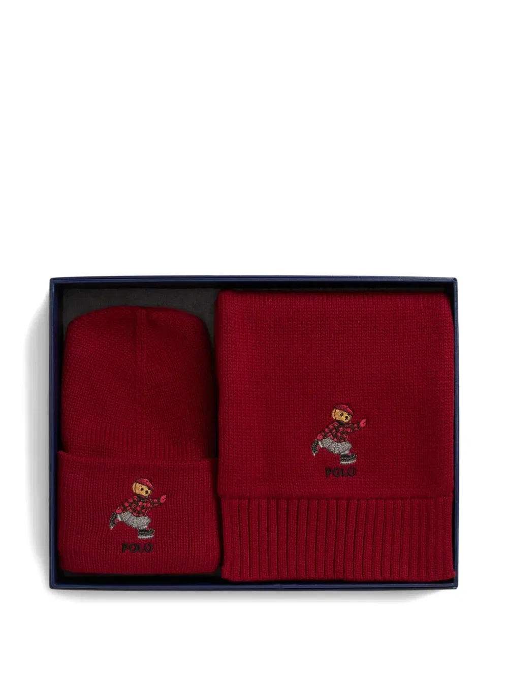 Комплект Polo Bear из шапки и шарфа Polo Ralph Lauren Kids, красный — фото 3