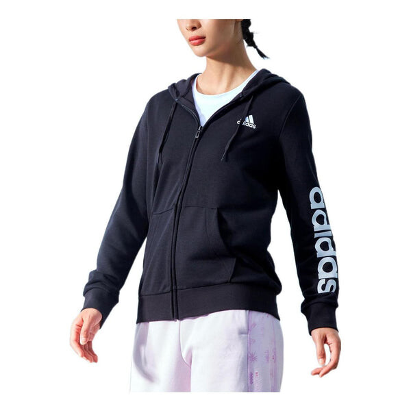 

Толстовка с капюшоном Essentials с логотипом и молнией, азиатские размеры Adidas, черный