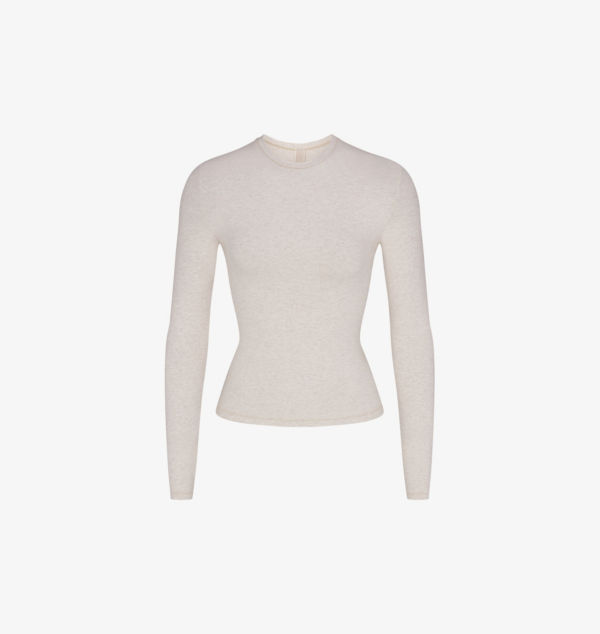 

Футболка с круглым вырезом из эластичного хлопка Skims, цвет oatmeal heather
