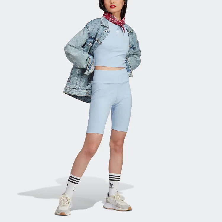 Adidas Originals Топ-майка с ребрами женская светло-розовый голубой — фото 3