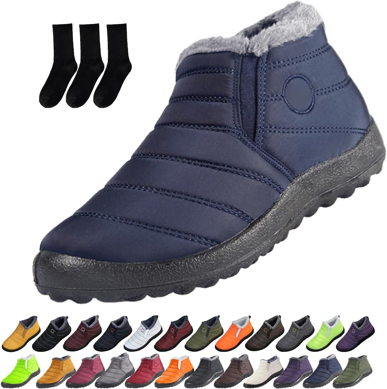 

Женские и мужские снежные ботинки, утепленные ботильоны для снега, удобные легкие кроссовки, теплая и комфортная обувь на зиму Generic, синий