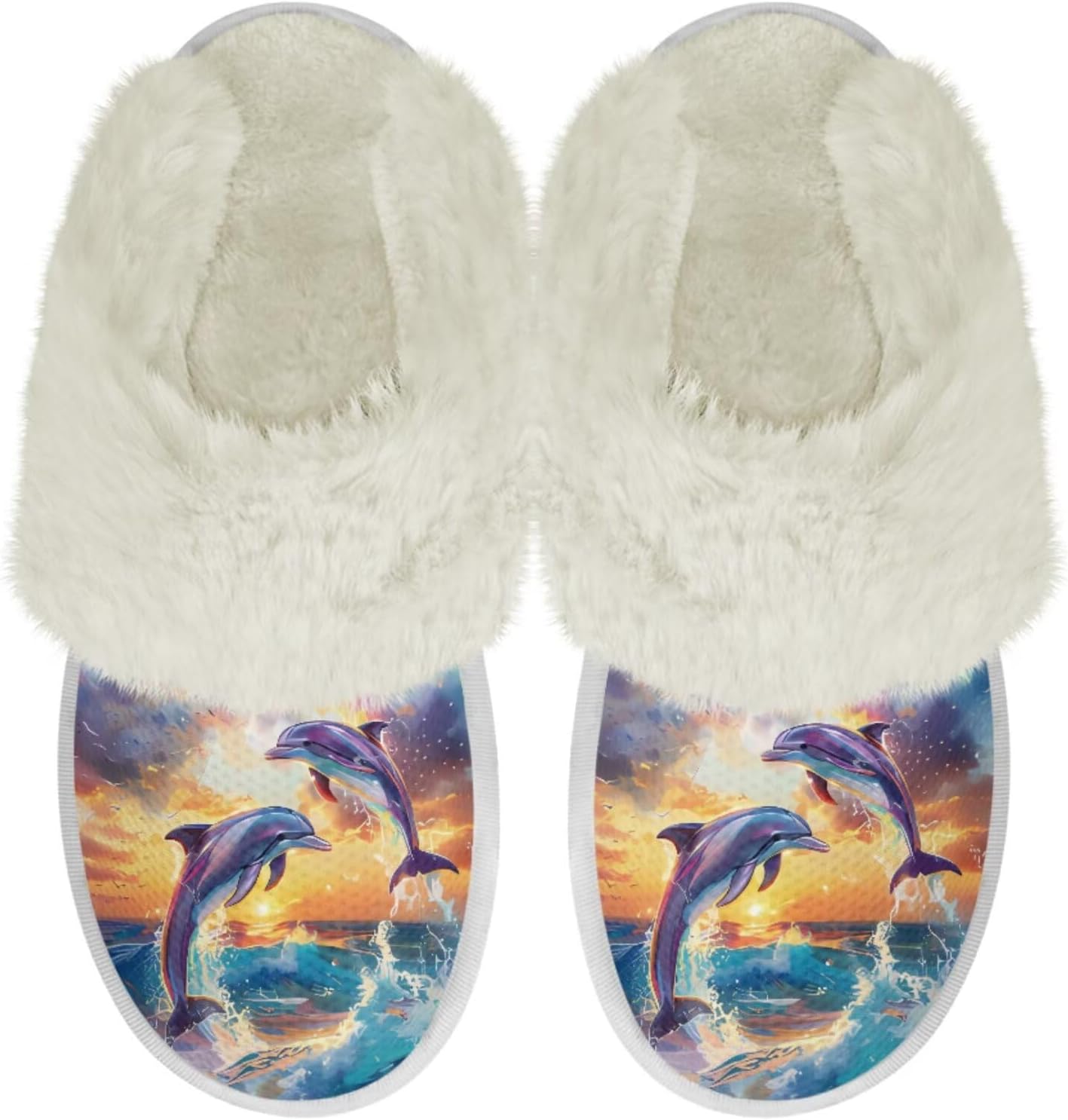 

Женские и мужские тапочки для дома, уютные пушистые тапочки с мемори-фоамом, повседневные домашние тапочки на мягкой подошве Chririnla, Dolphin Ocean Animal