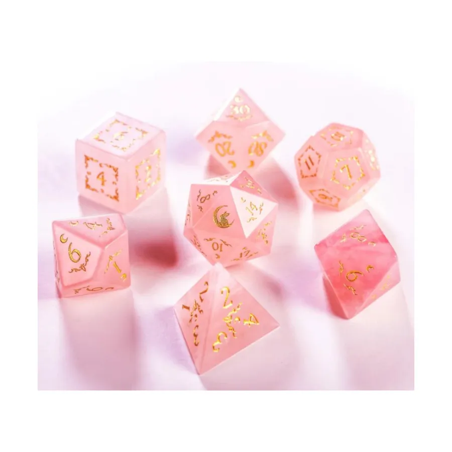 

Набор Poly Set Розовый кварц — Кролик с золотом (7), Gemstone Dice (Crystal Maggie)