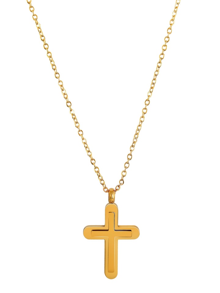 

Adeliás Кулон унисекс - крест из нержавеющей стали с золотым покрытием