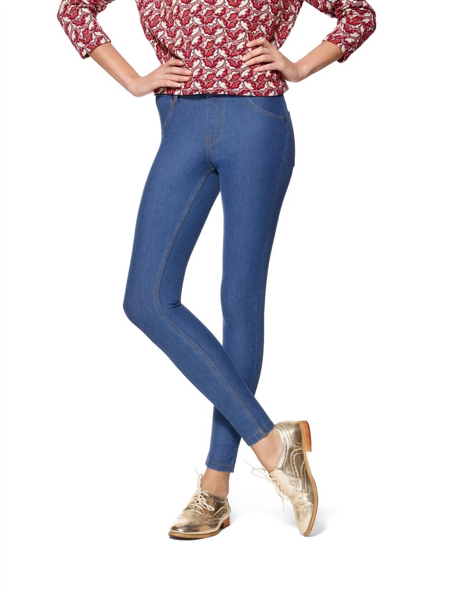 

Леггинсы Essential Denim средней степени стирки HUE, цвет medium wash