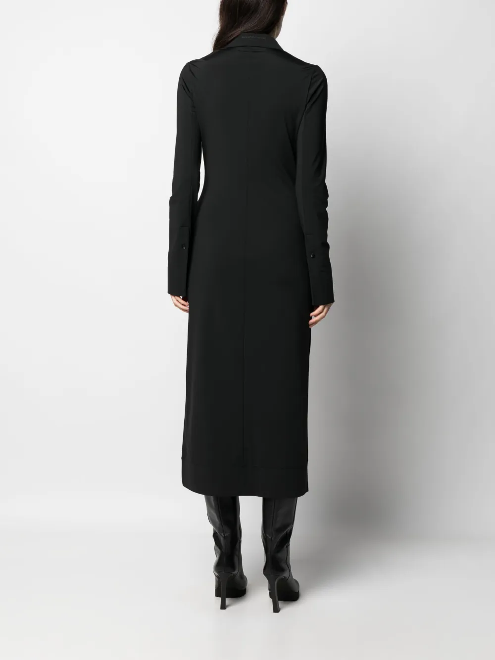 Платье-рубашка миди с тисненым логотипом Alexander Wang, черный — фото 4