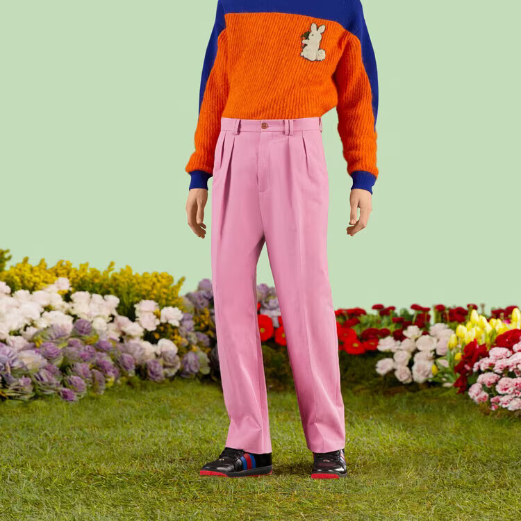 Брюки повседневные Gucci, мужские, розовые — фото 2