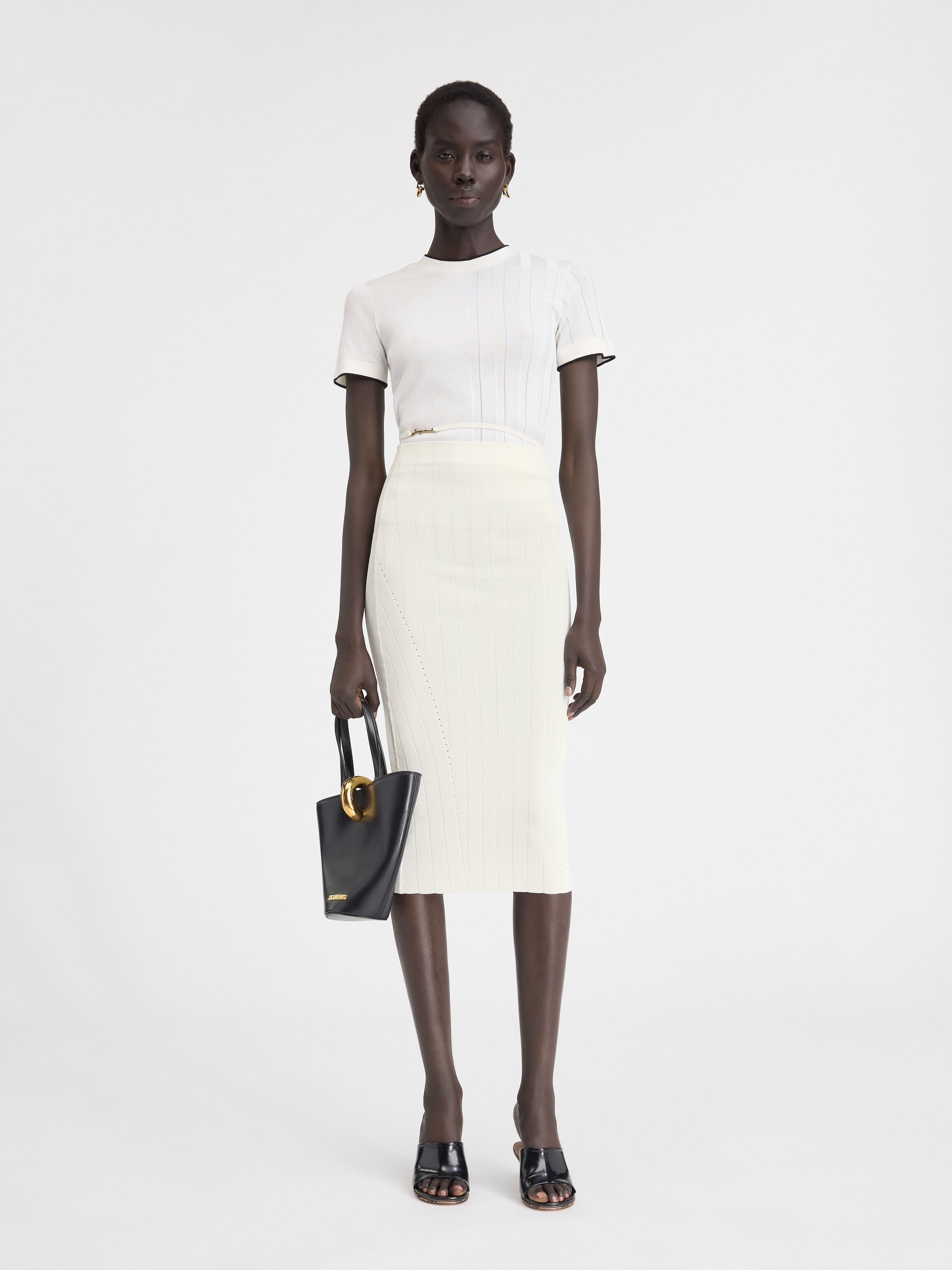 

Вязаная юбка миди JACQUEMUS The Pralù skirt, белый