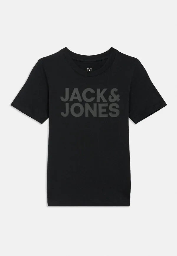 Футболка с логотипом jjecorp и принтом на воротнике. Jack & Jones Junior, Black