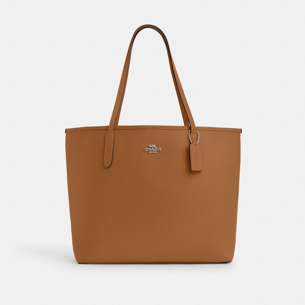 

Сумка тоут COACH City Tote, цвет Silver/Light Saddle, Серебристый, Сумка тоут COACH City Tote, цвет Silver/Light Saddle