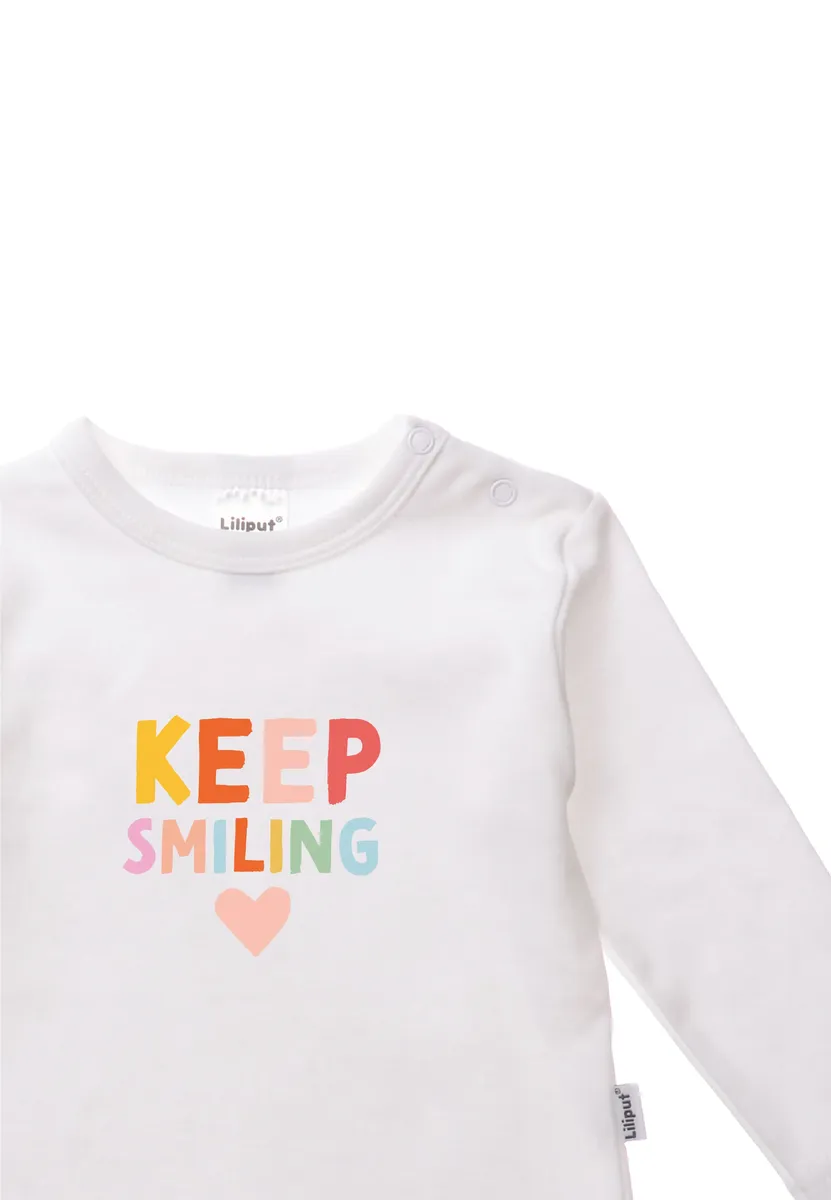 Лилипутская рубашка с длинными рукавами "Keep Smiling" и круглым вырезом Liliput, белый — фото 3