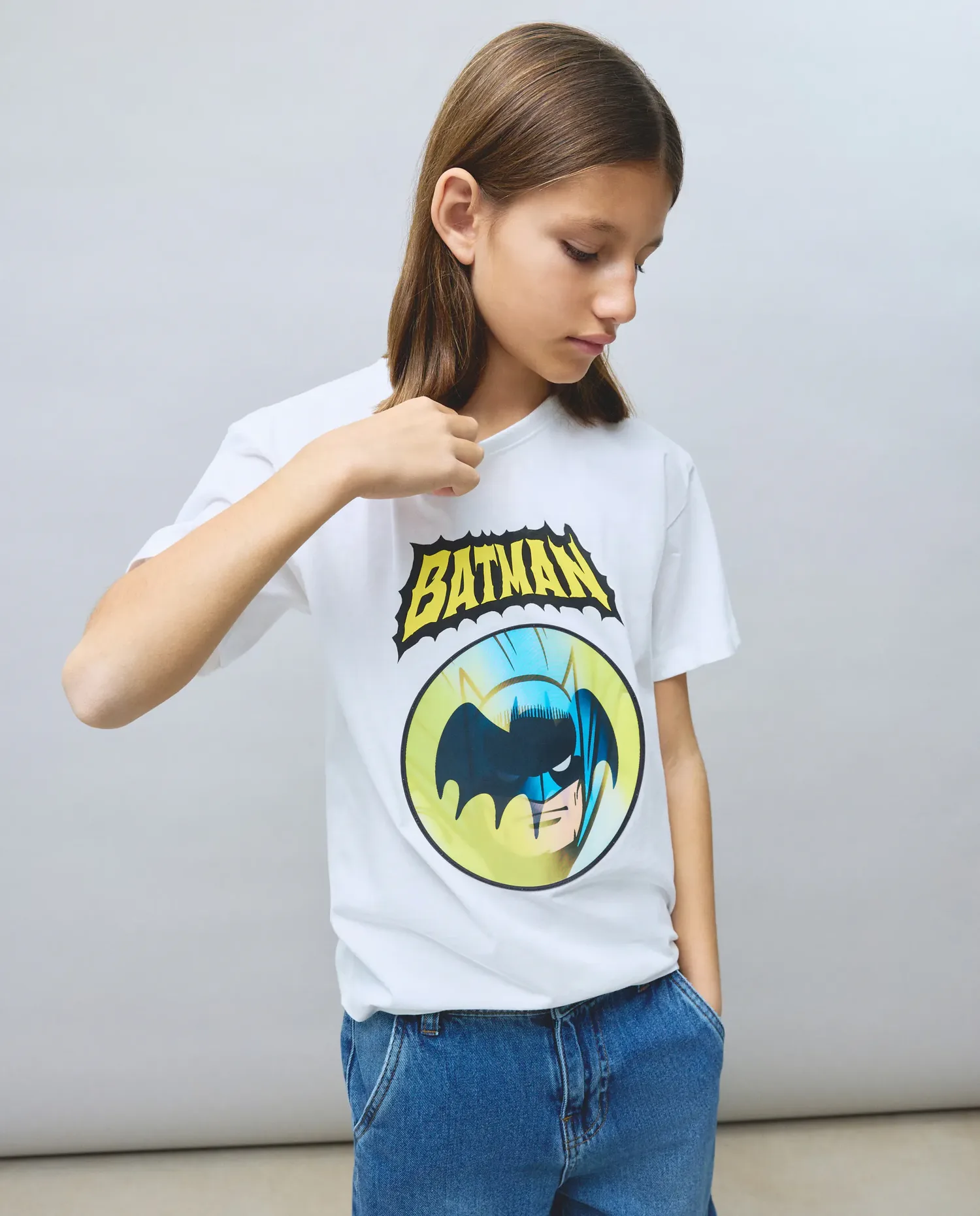 Детская футболка с коротким рукавом с лицензией BATMAN с голограммой Kids El Corte Inglés, белый — фото 2