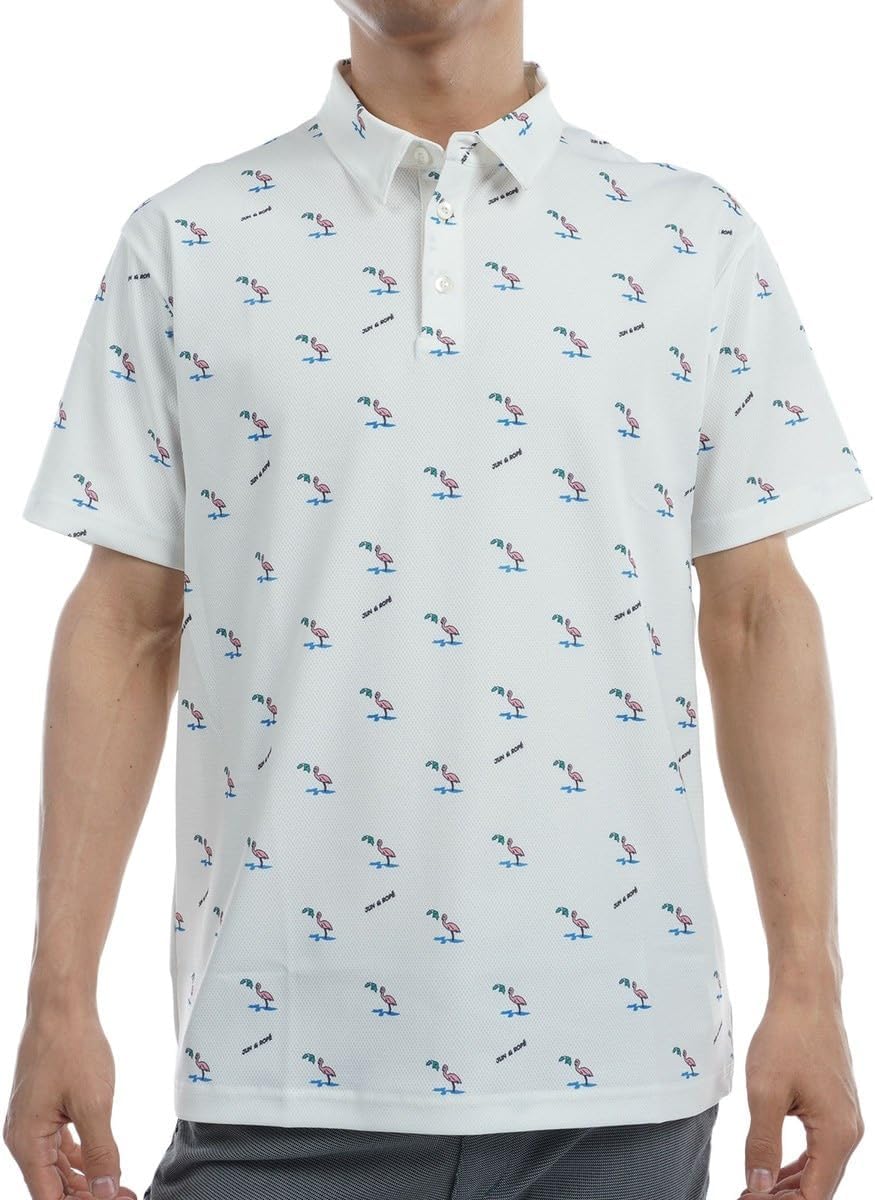 

Мужская поло-рубашка Jun & Rope с коротким рукавом и принтом фламинго из эластичной сетки, защита от УФ-излучения, влагоотводящая, быстросохнущая Jun&Rope'