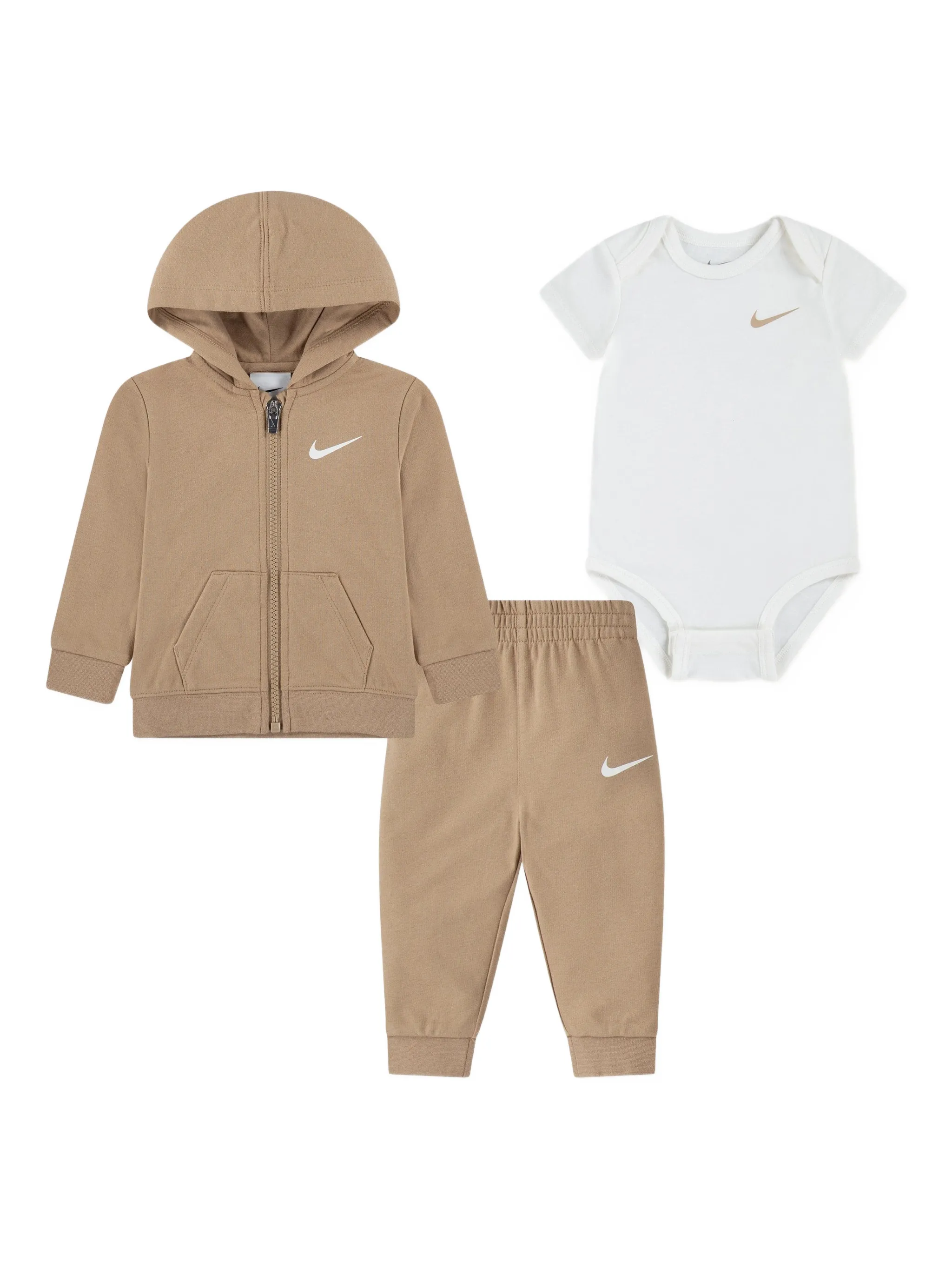 

Спортивный костюм с капюшоном на молнии (комплект из трех) Nike Kids, бежевый