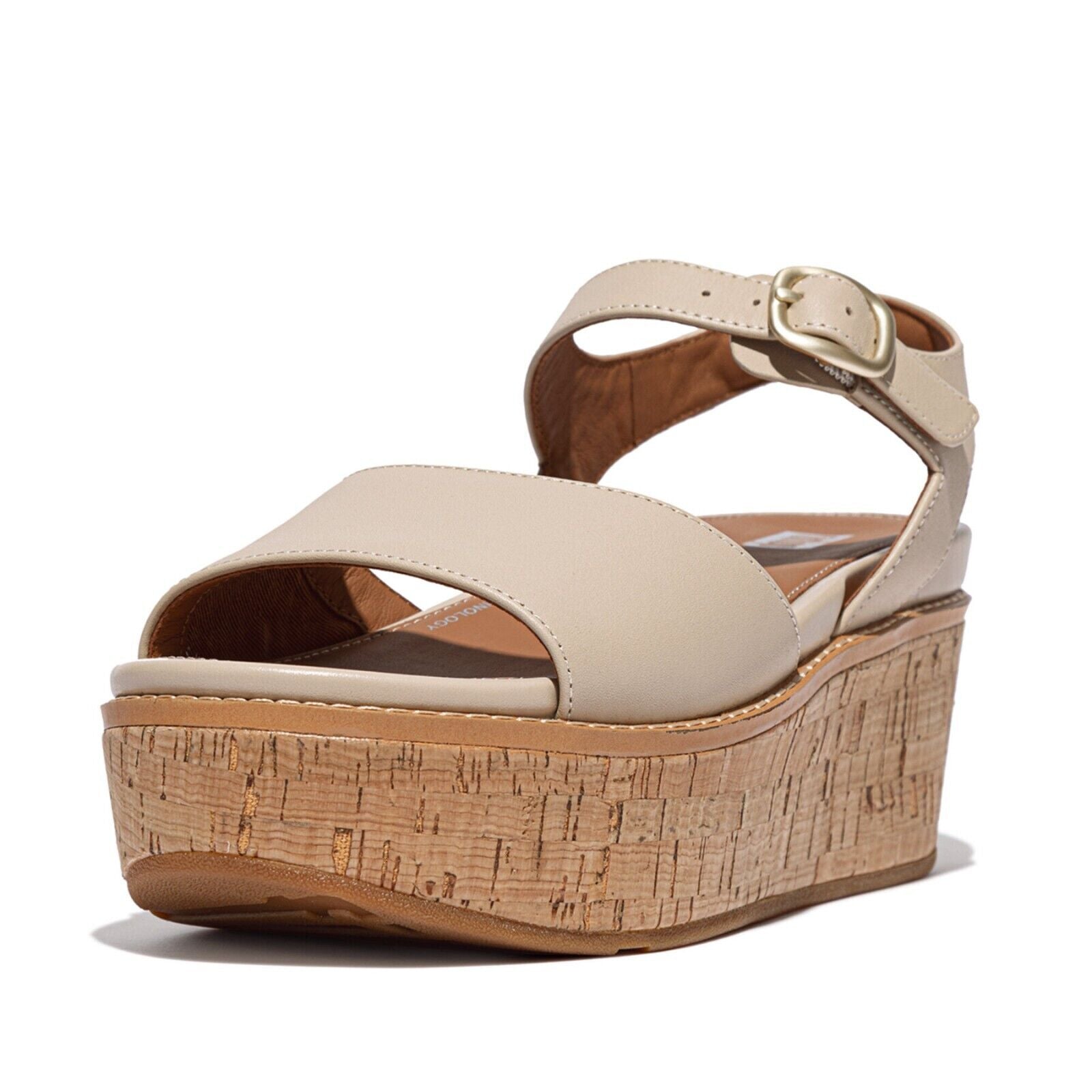 FitFlop Eloise FT6-A20 Босоножки на платформе женские Stone Beige кожа с пробковой отделкой повседневные