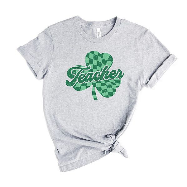 

Футболка с принтом в клетку и трилистником Teacher Simply Sage Market, Heather Grey, Серый, Футболка с принтом в клетку и трилистником Teacher Simply Sage Market, Heather Grey