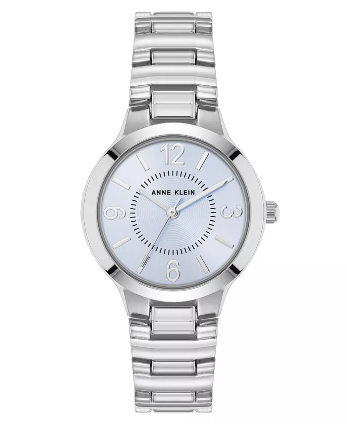 

Женские часы Quartz Essential круглые, металлический сплав серебристого оттенка со светло-голубым циферблатом, 32 мм Anne Klein