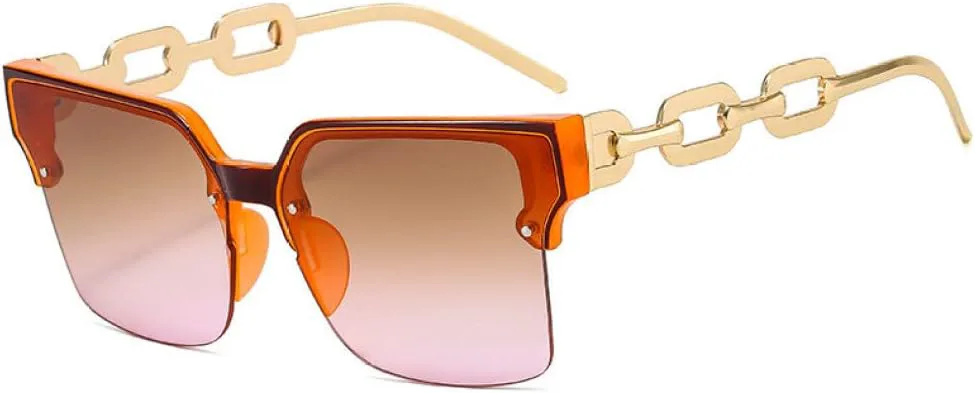

Солнцезащитные очки для женщин, массивная металлическая цепочка для очков, женские солнцезащитные очки с защитой от УФ-излучения UV400 LANGSER, Orange Pink
