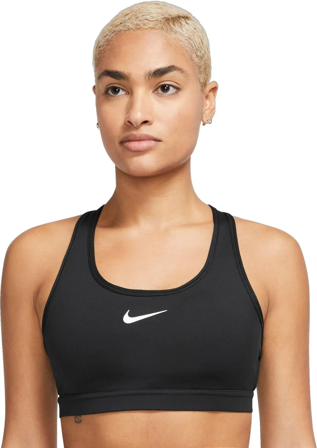 Спортивный бюстгальтер средней поддержки Swoosh Nike, Black/White — фото 3