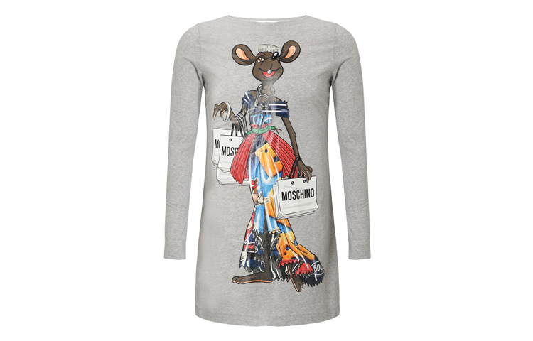 

Женское платье с круглым вырезом MOSCHINO, серое
