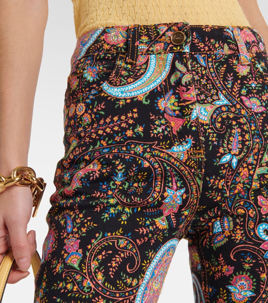 Расклешенные джинсы с завышенной талией и узором paisley. Etro, черный — фото 4