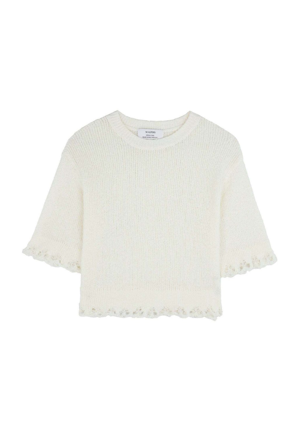 

Футболка с принтом CROP Scalpers, бежевый