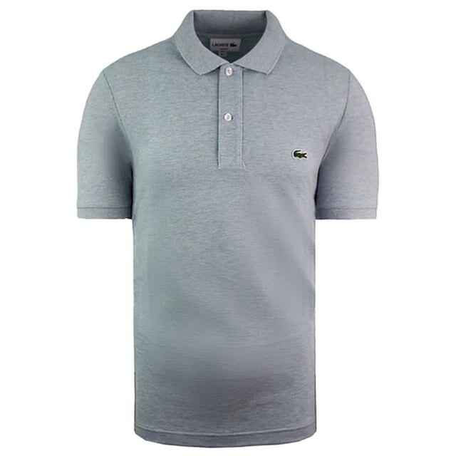 

Приталенная мужская рубашка-поло светло-серого цвета Lacoste, серый