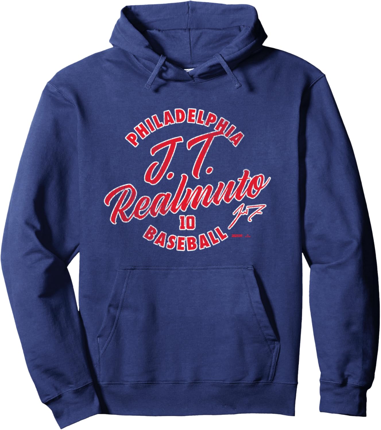 

Худи JT Realmuto Philadelphia Baseball Vintage Cursive MLBPA Ryno Sports, темно-синий