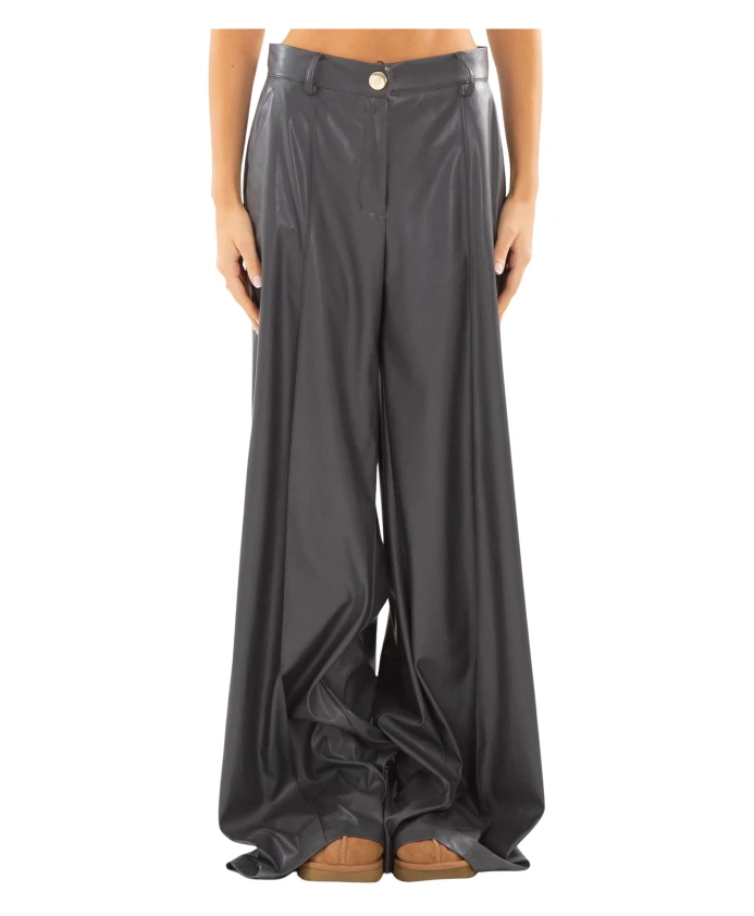 

Широкие брюки из экокожи серого цвета Babylon, серый