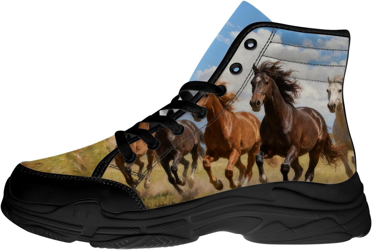 

Высокие кеды с лошадкой для женщин и мужчин, кружевные кроссовки на платформе, подарок для нее и для него Generic, мультиколор