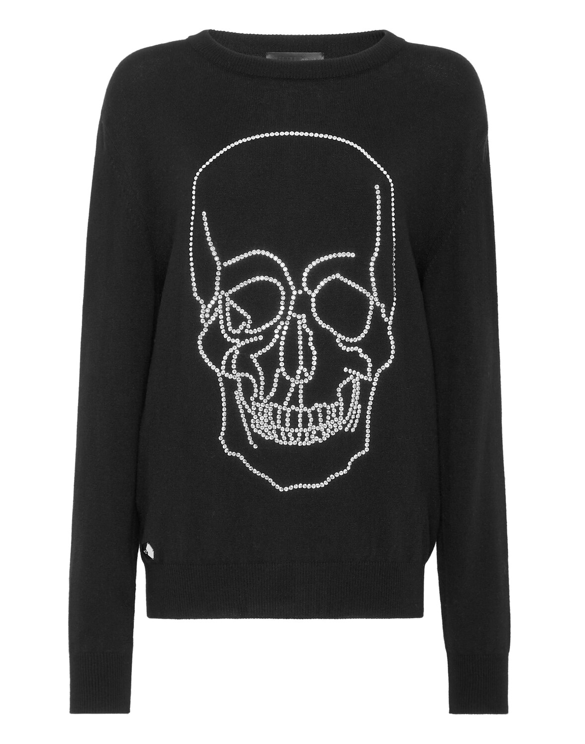 

Кашемировый пуловер с круглым вырезом LS с кристаллами Philipp Plein, черный