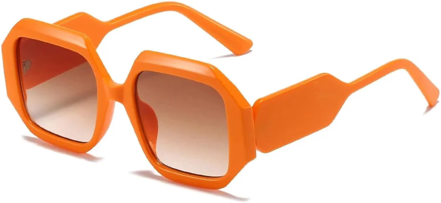 

Ретро-очки для женщин и мужчин: модный тренд, солнцезащитные очки для активного отдыха и вождения, защита от УФ-излучения UV400 TKKTLLT, Orange Gradient Tea