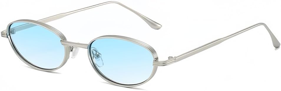 

Солнцезащитные очки UV400 с защитой от УФ-излучения — маленькая оправа, овальная металлическая, для женщин и мужчин, для бега и занятий спортом на открытом воздухе UYPTK, Blue