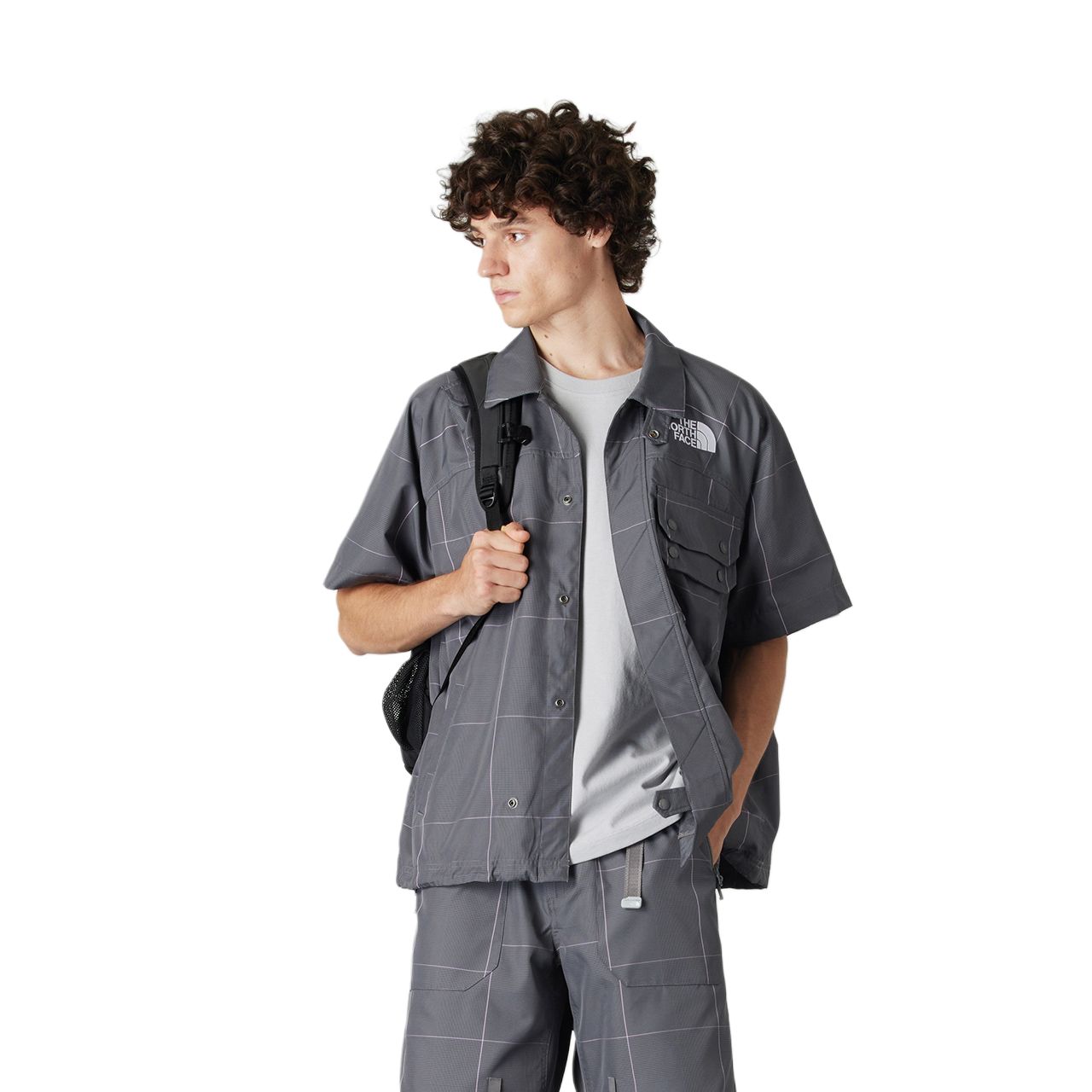 

Рубашка с вышитым логотипом THE NORTH FACE, серый