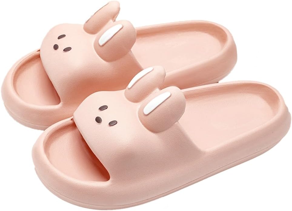 

Женские и мужские шлепанцы с милым мультяшным дизайном Rungion, быстро сохнущие, для ванной, с противоскользящей подошвой, домашние тапочки-подушки, розовый