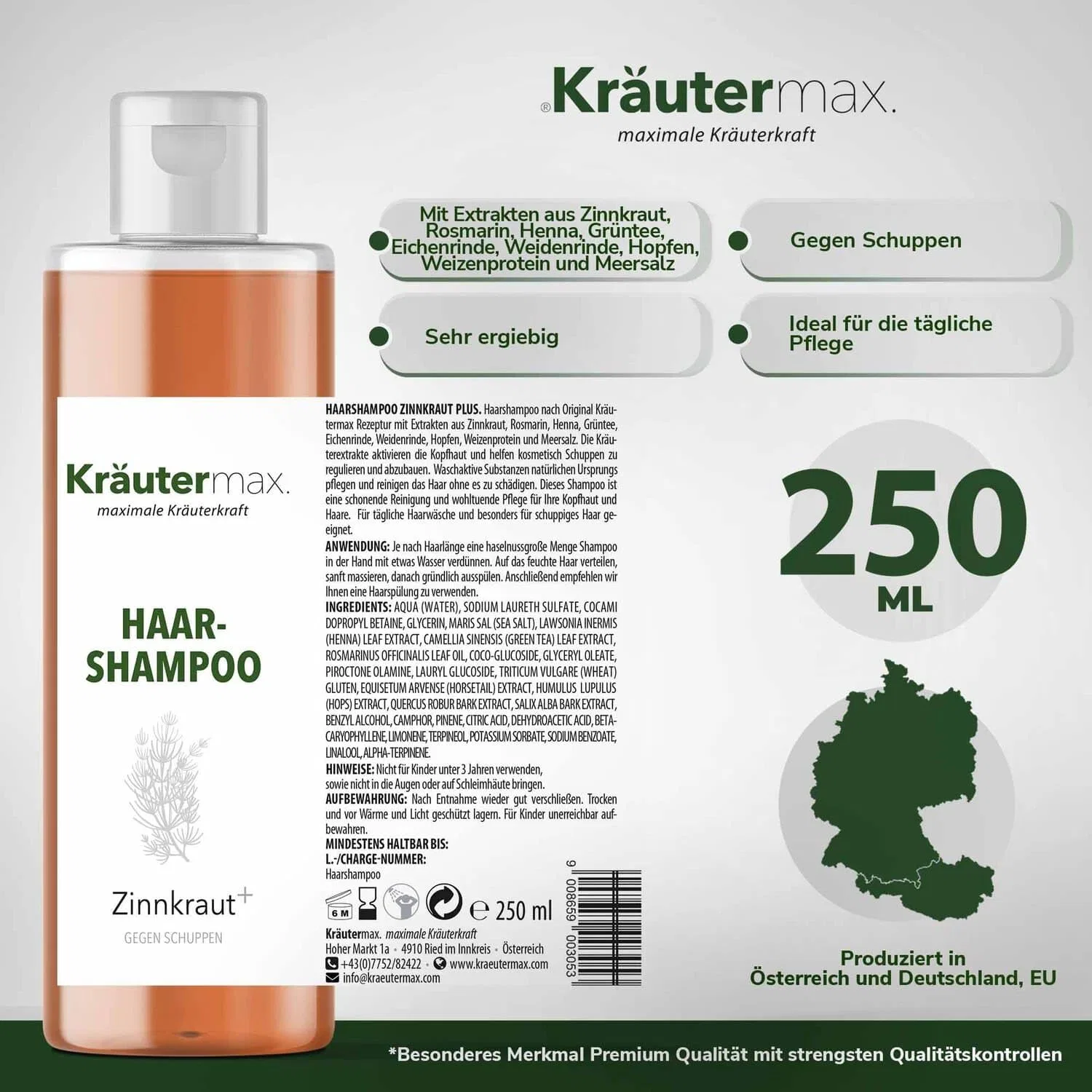 Шампунь Kräutermax с хвощом и розмарином против перхоти, 250 мл Kräutermax. — фото 2