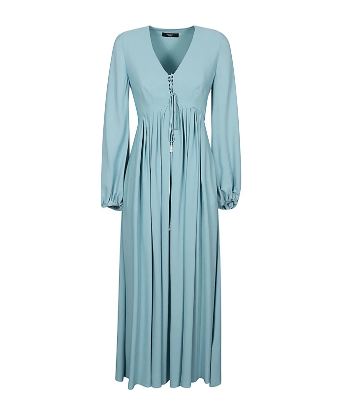 

Синее длинное платье из ацетата и шелка Max Mara Weekend, синий