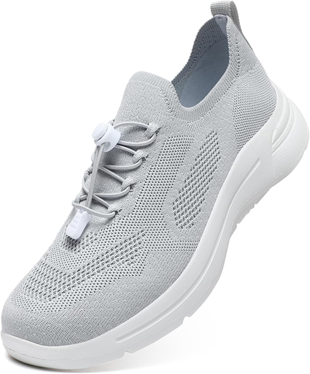 

Мужские дышащие кроссовки с круглым носком из сетки, удобные, легкие, на липучке с эластичной петелькой для бега, прогулок, спорта и тренировок Bangteuo, серый