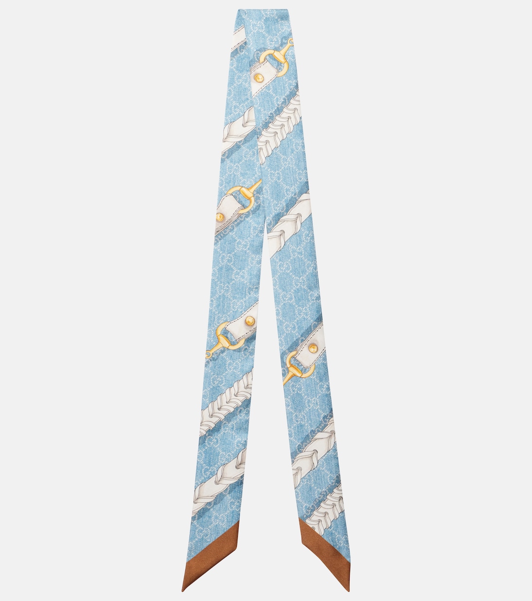 

Шелковый шарф GG Gucci, Sky Blue/Light Brown