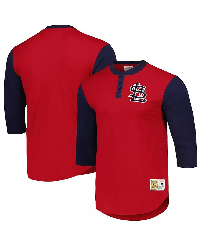

Мужская красная хлопковая футболка St. Louis Cardinals Cooperstown Collection Legendary Slub с рукавом 3/4 Mitchell & Ness