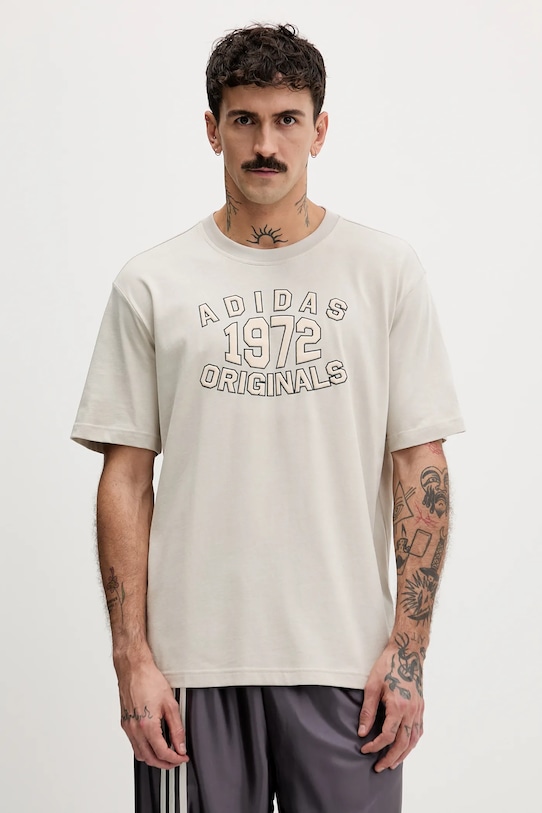 

Футболка из хлопка в университетском стиле Adidas Originals, бежевый