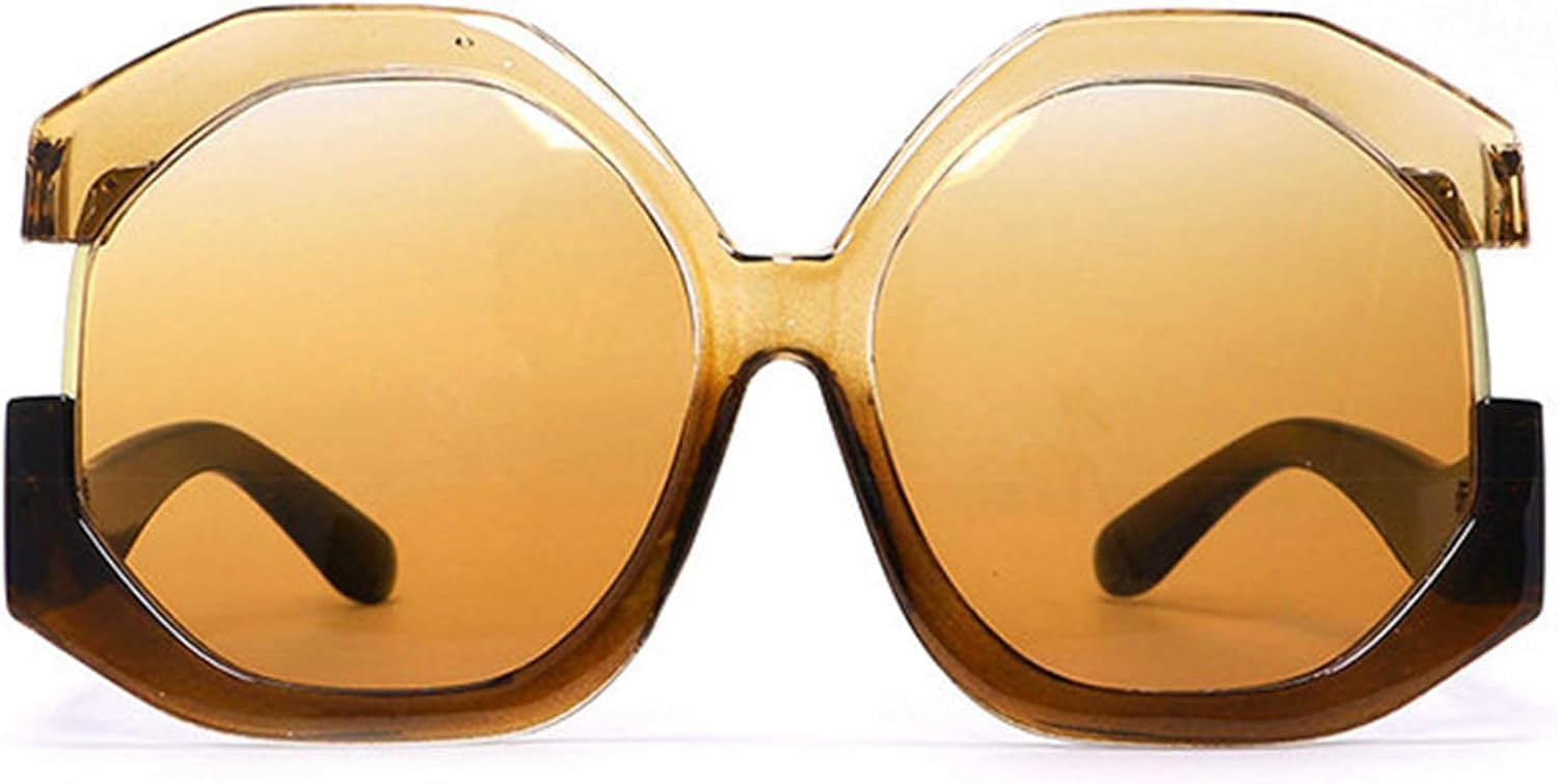 

Willochra Y2K Модные многоугольные квадратные женские солнцезащитные очки большого размера с ретро-заклепками Мужские трендовые градиентные солнцезащитные очки UV400, Brown