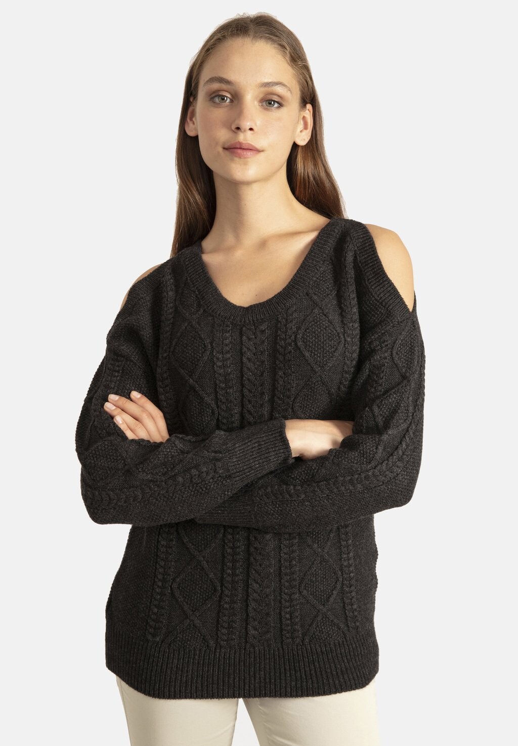 

Вязаный свитер Jacey Quinn, цвет anthracite melange