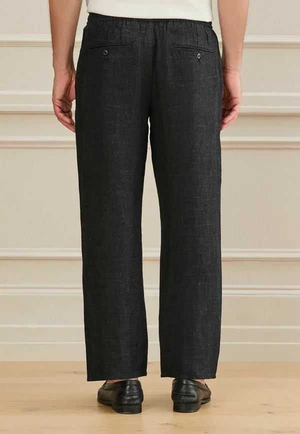 Брюки Next, Relaxed fit signature heritage linen trousers, черная клетка — фото 2