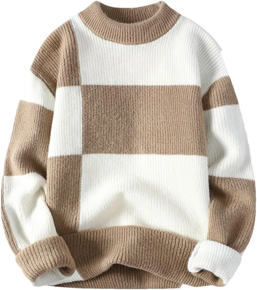 

Мужской свитер в клетку, свободный и теплый Dninmim