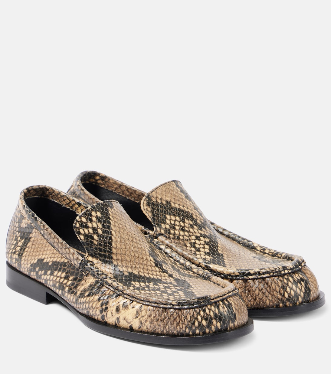 Кожаные мокасины с эффектом змеиной кожи Dries Van Noten, бежевый