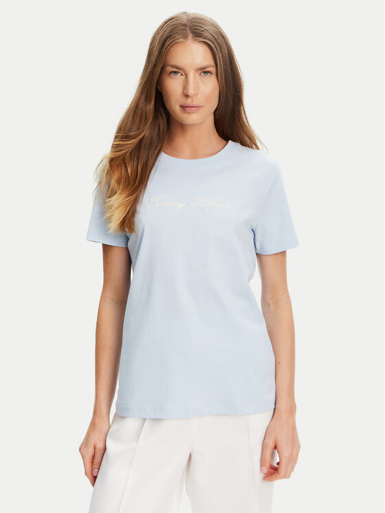 

Футболка regular fit Script WW0WW45746 Tommy Hilfiger, голубой