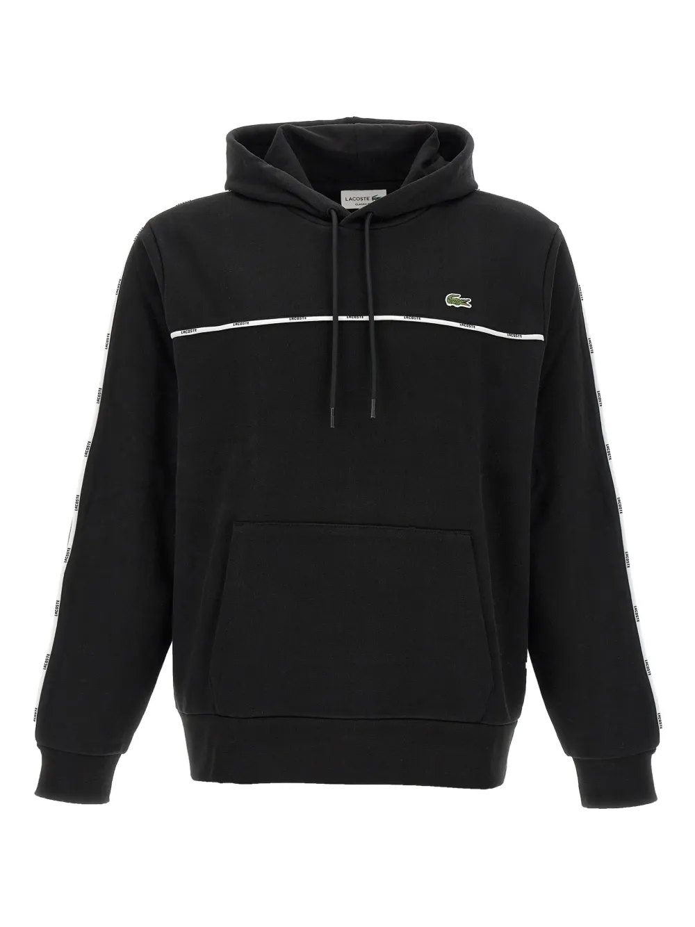 

Хлопковая толстовка с капюшоном и отделкой лентой Lacoste, черный