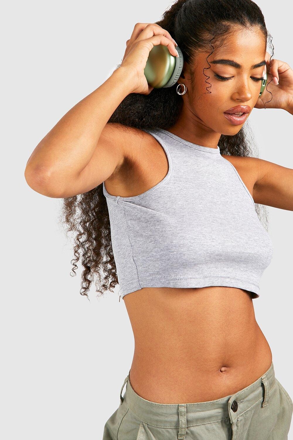 

Жилет basic rib racer neck Boohoo, серый