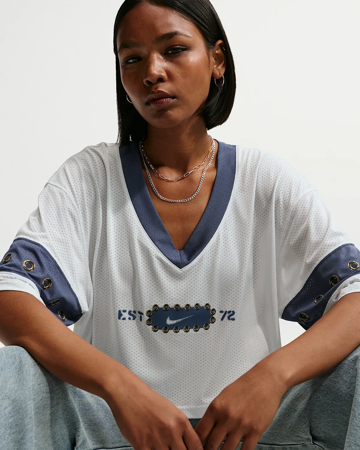 Женский укороченный топ Nike Sportswear, Off White/Diffused Blue — фото 3